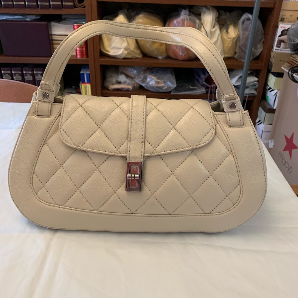 Chanel Ivory Caviar Leather Mademoiselle Lock Bag